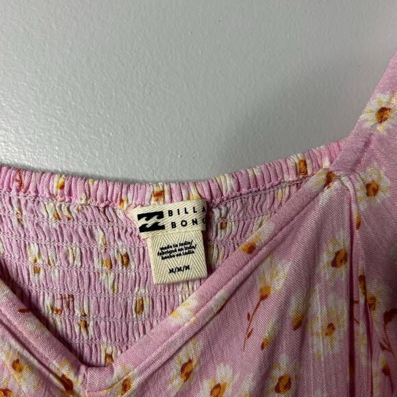 Billabong Floral Milkmaid Maxi Dress Women’s Medium Puff Sleeves Romantic Pink - Picture 7 of 10
